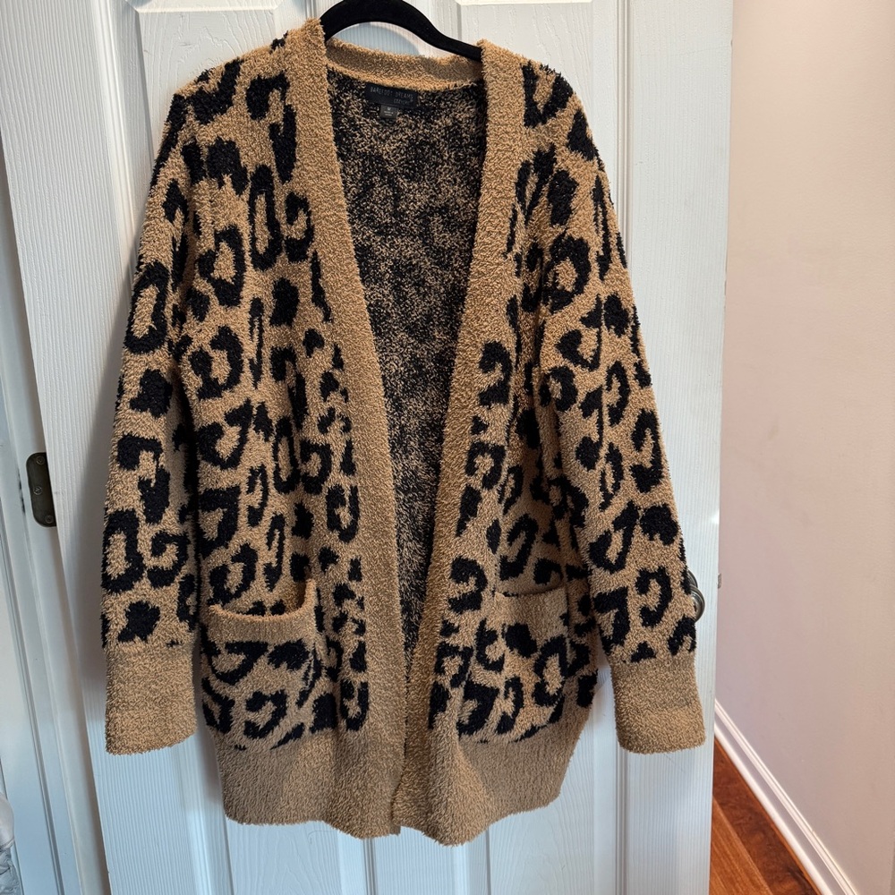Barefoot Dreams Tan and Black Leopard Cardigan